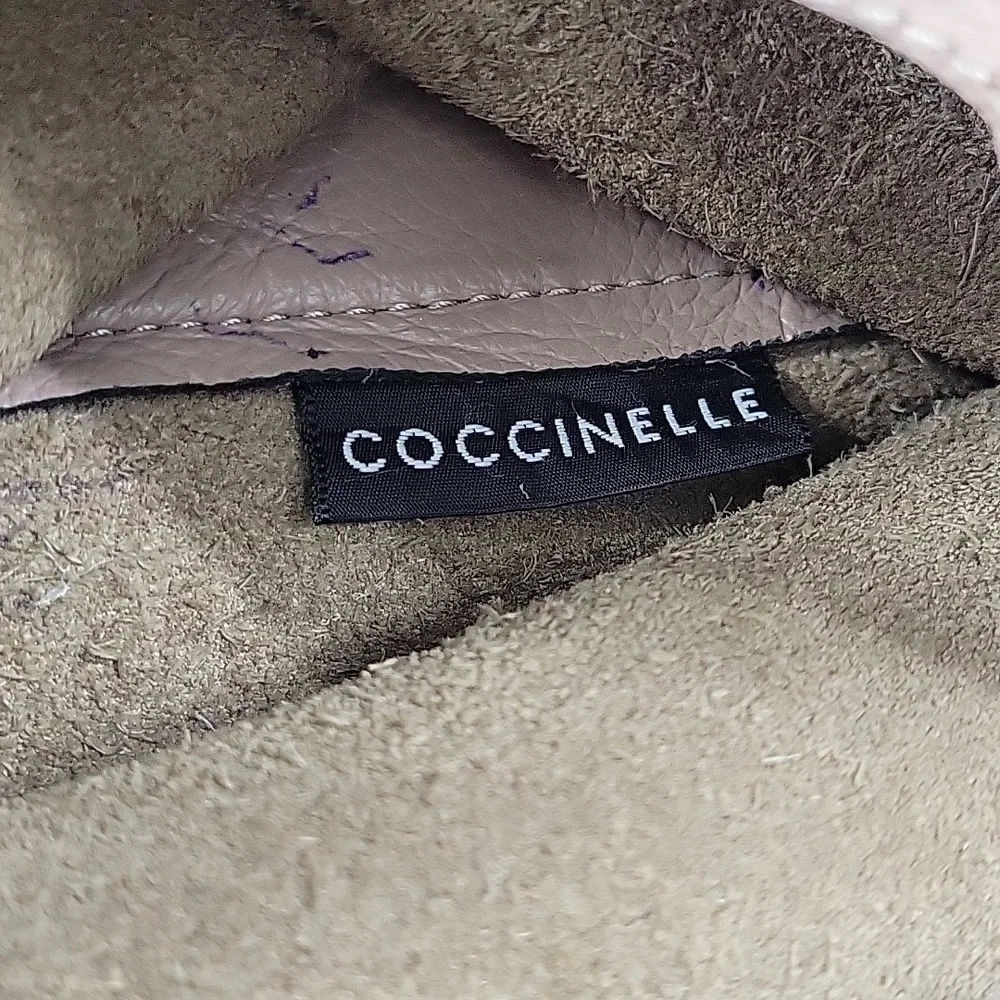 Coccinelle Taupe Leather Tote Bag with Tassel